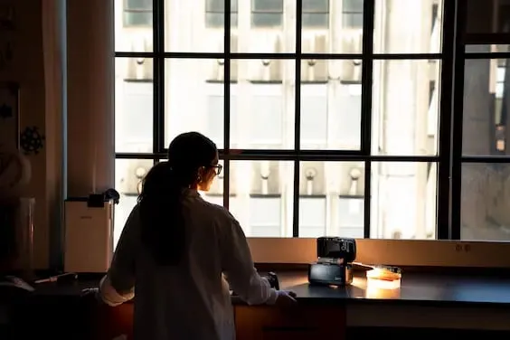 Lab professional working with Biomeme technology